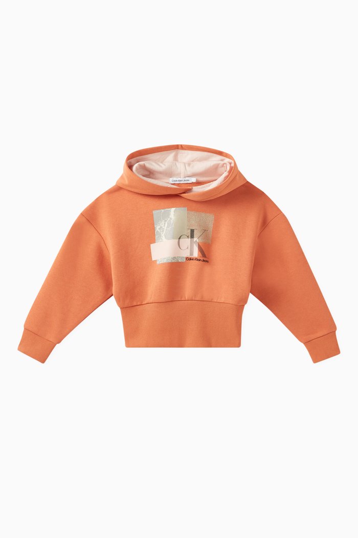 

Layered Logo-print Hoodie in Cotton, Neutral