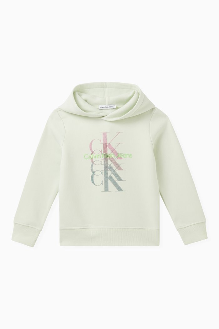 

Monogram Logo Hoodie in Cotton Fleece Blend, Green