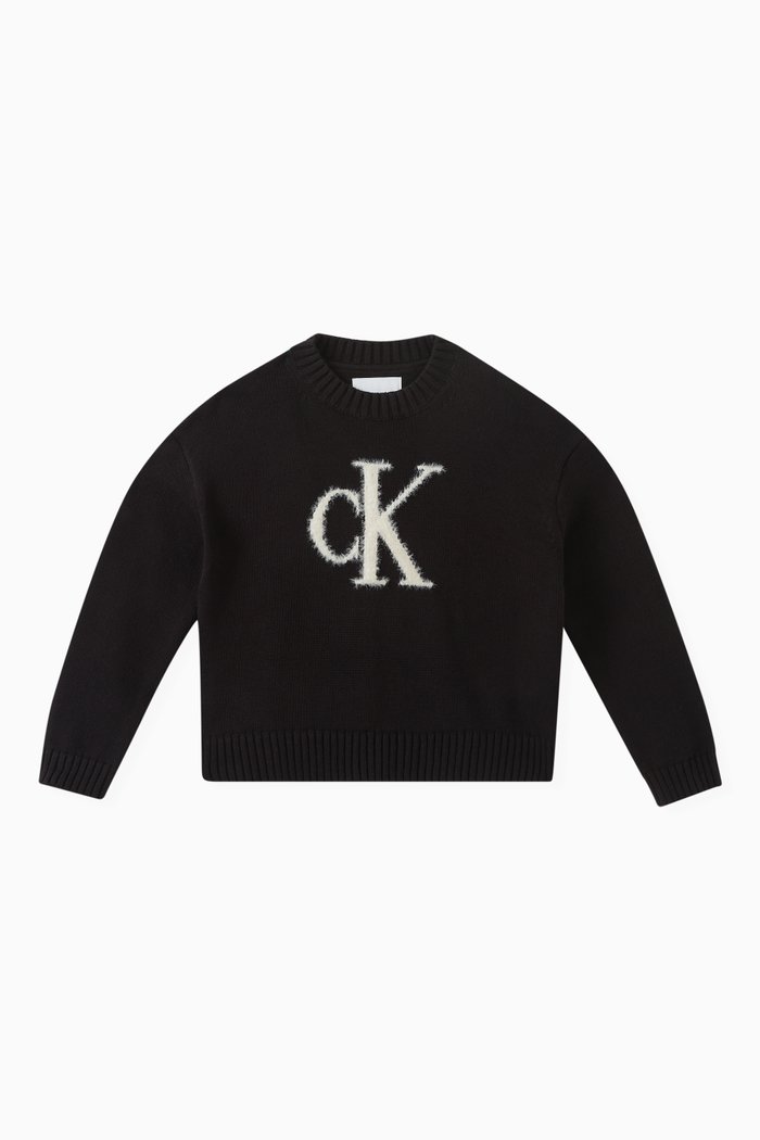 

Monogram Sweater in Cotton Knit, Black