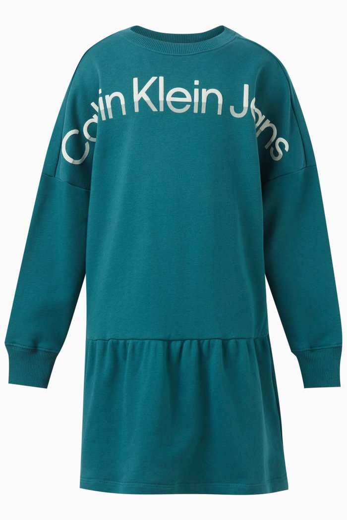 

Flared Logo Sweatshirt Dress in Cotton-terry, Green