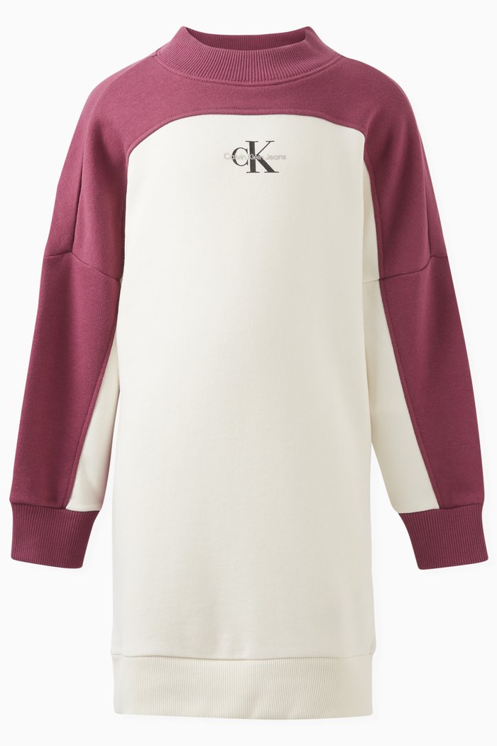 

Colour-Block Sweatshirt Dress in Organic Cotton Blend, Purple