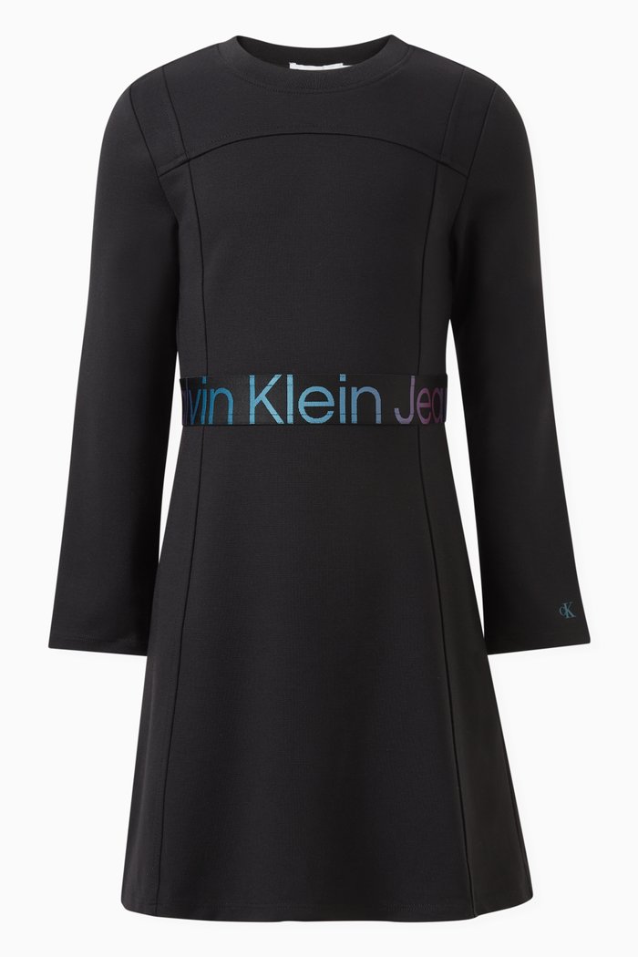 

Flared Logo Dress in Viscose-jersey, Black