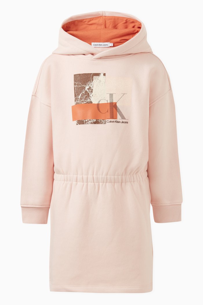 

Peplum Hoodie Dress in Fleece, Pink