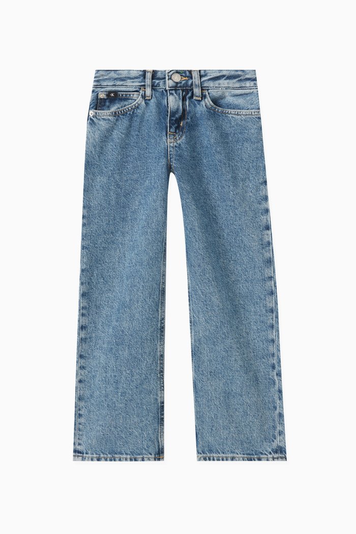 

High-waist Wide-leg Jeans in Denim, Blue