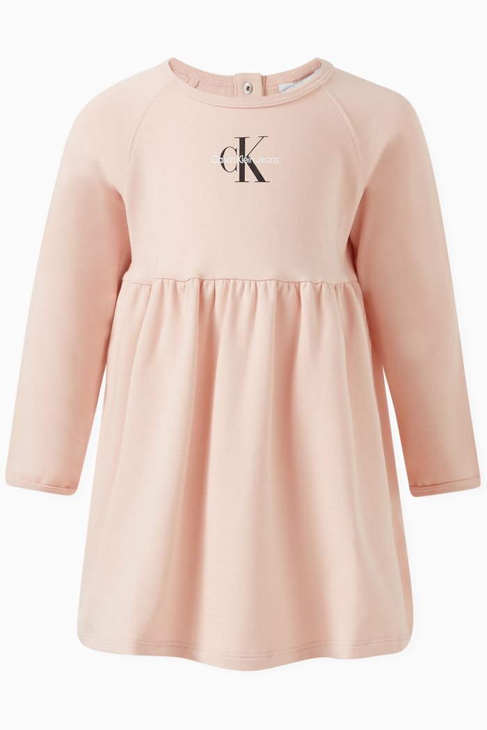 Logo Sweatshirt Dress in Cotton, Pink