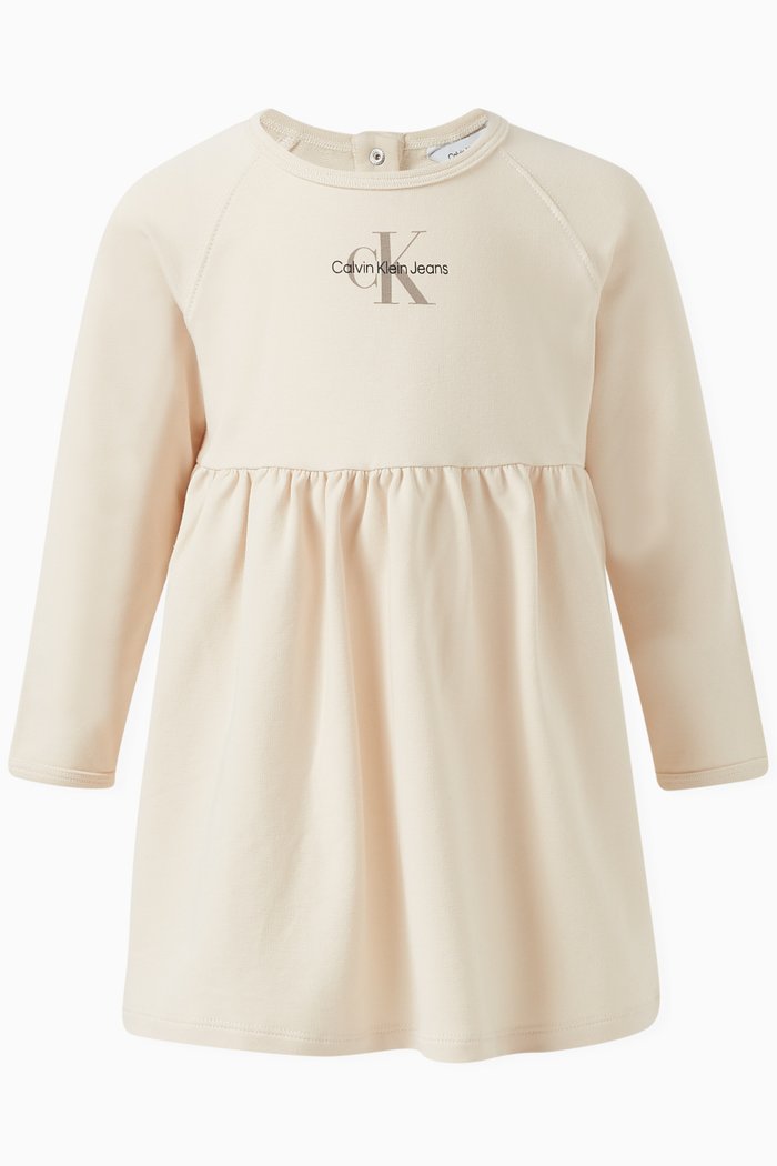 

Logo Sweatshirt Dress in Cotton, Neutral