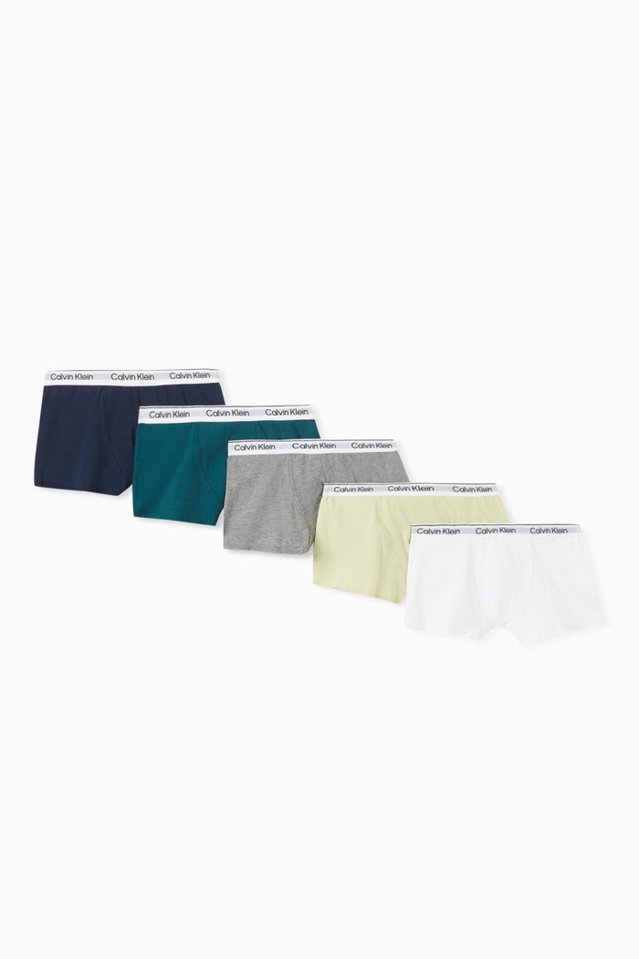 Logo Trunks in Cotton, Pack of 5, Multicolour