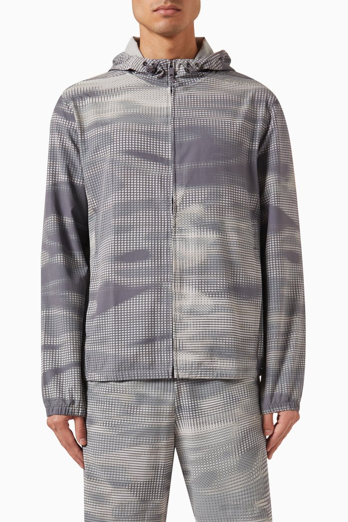 

Printed Windbreaker in Stretch Technical Blend, Grey