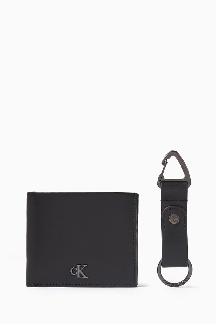 

Logo Billfold Wallet & Keyring Gift Set in Faux Leather, Black