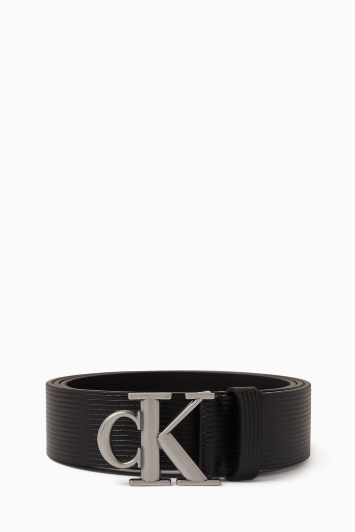 Logo Belt in Leather, Black