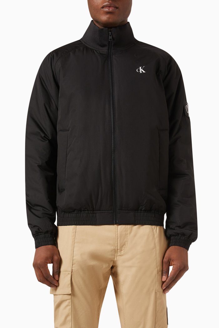 

Padded Harrington Jacket in Recycled-polyester, Black