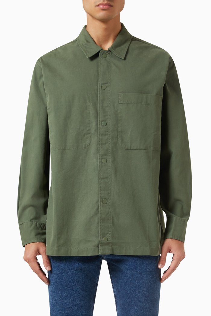 Utility Shirt in Cotton Nylon Blend, Green