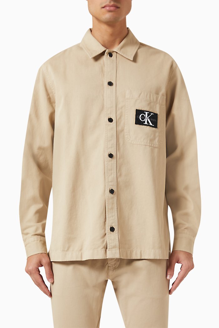 

Utility Overshirt in Cotton Twill, Neutral