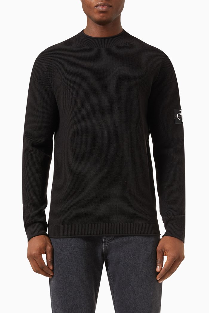 

Logo Badge Sweater in Cotton-knit, Black