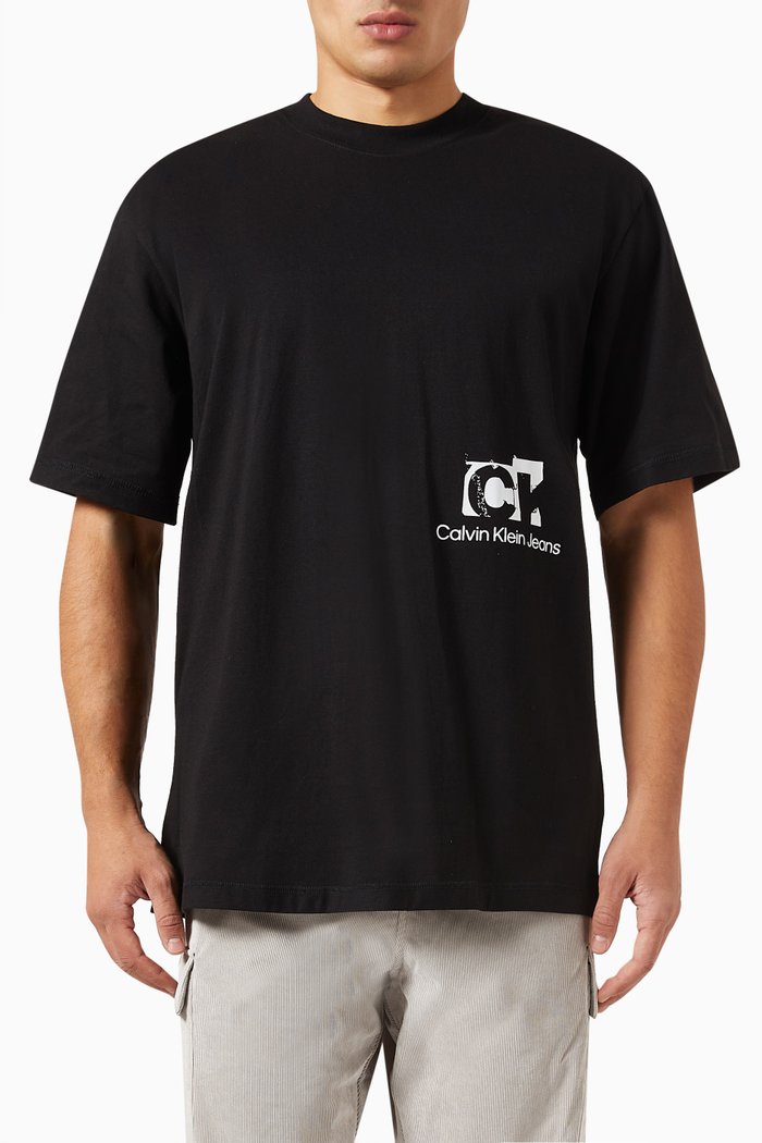 

Logo Print T-shirt in Organic Cotton Blend, Black