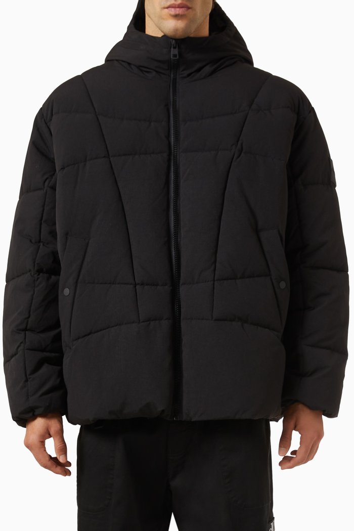 

Oversized-fit Quilted Puffer Jacket in Nylon, Black
