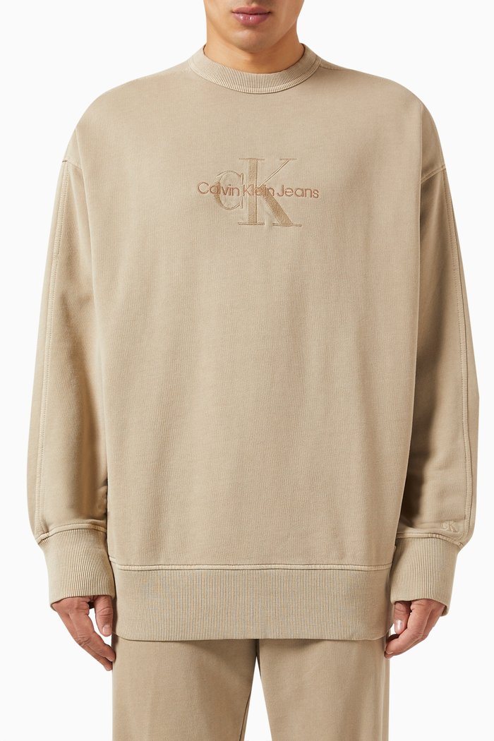 

Monogram Mineral Dyed Sweatshirt in Cotton Terry, Neutral