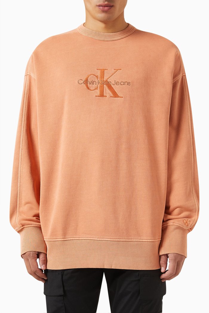 

Monogram Mineral Dyed Sweatshirt in Cotton Terry, Orange