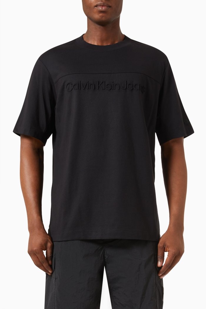 

Embossed Logo T-shirt in Cotton-jersey, Black