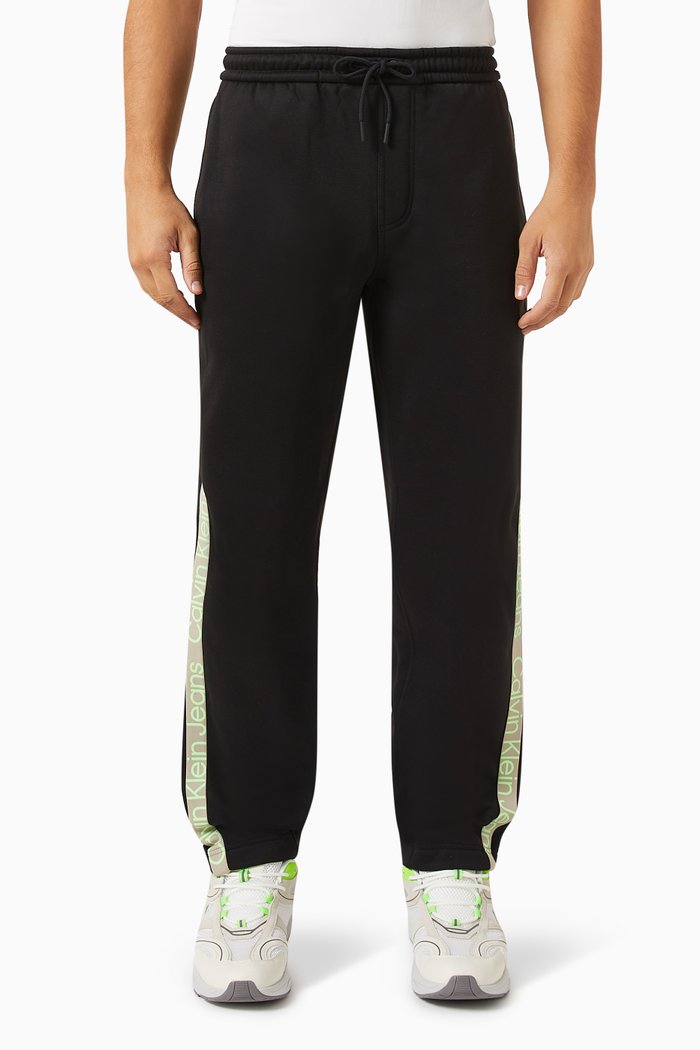 

Logo Tape Sweatpants in Recycled Polyester Blend Fleece, Black