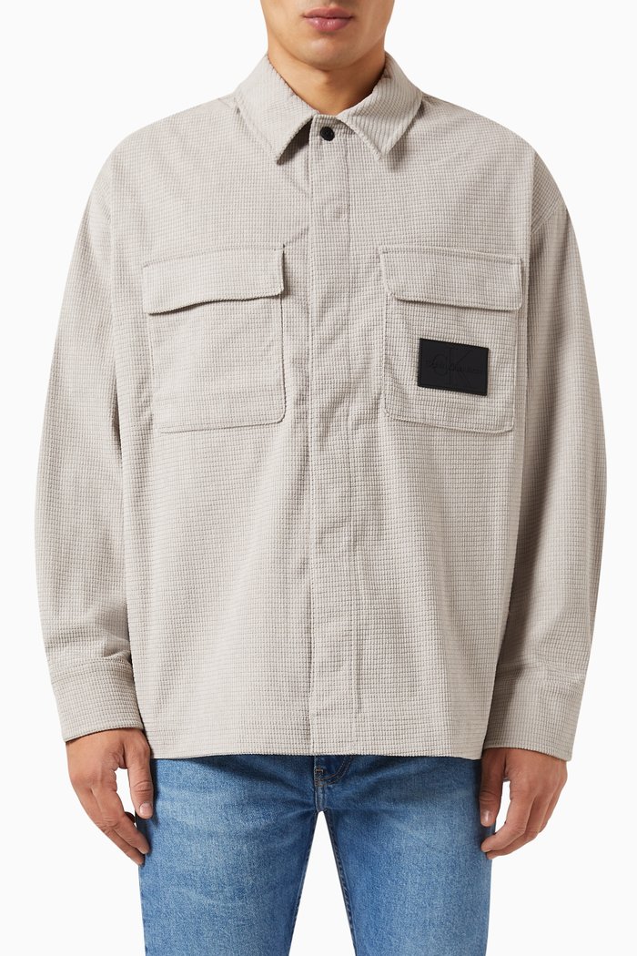 

Logo Shirt in Waffle Corduroy, Grey