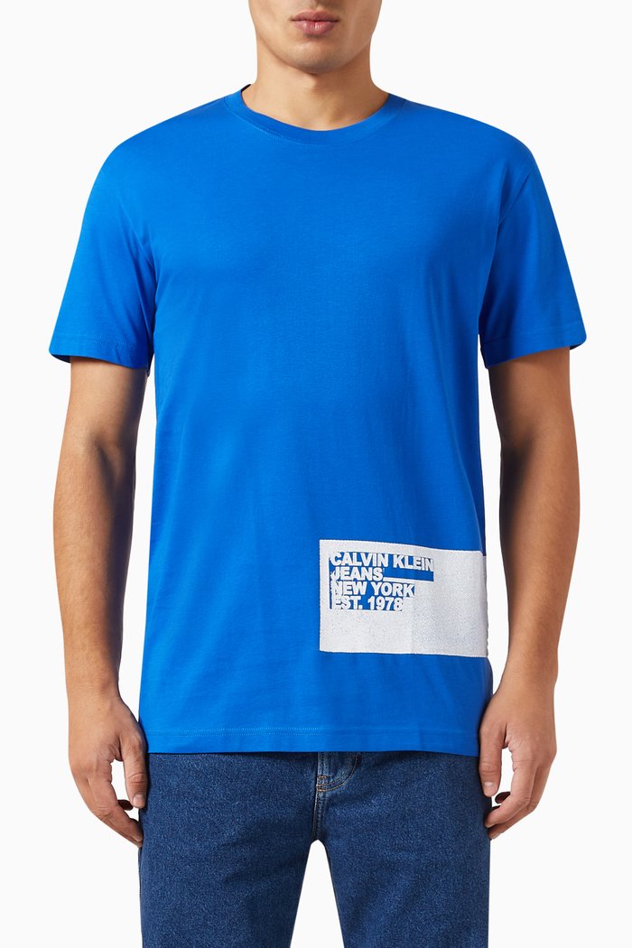 

Stencil Blocking Logo T-shirt in Cotton Jersey, Blue