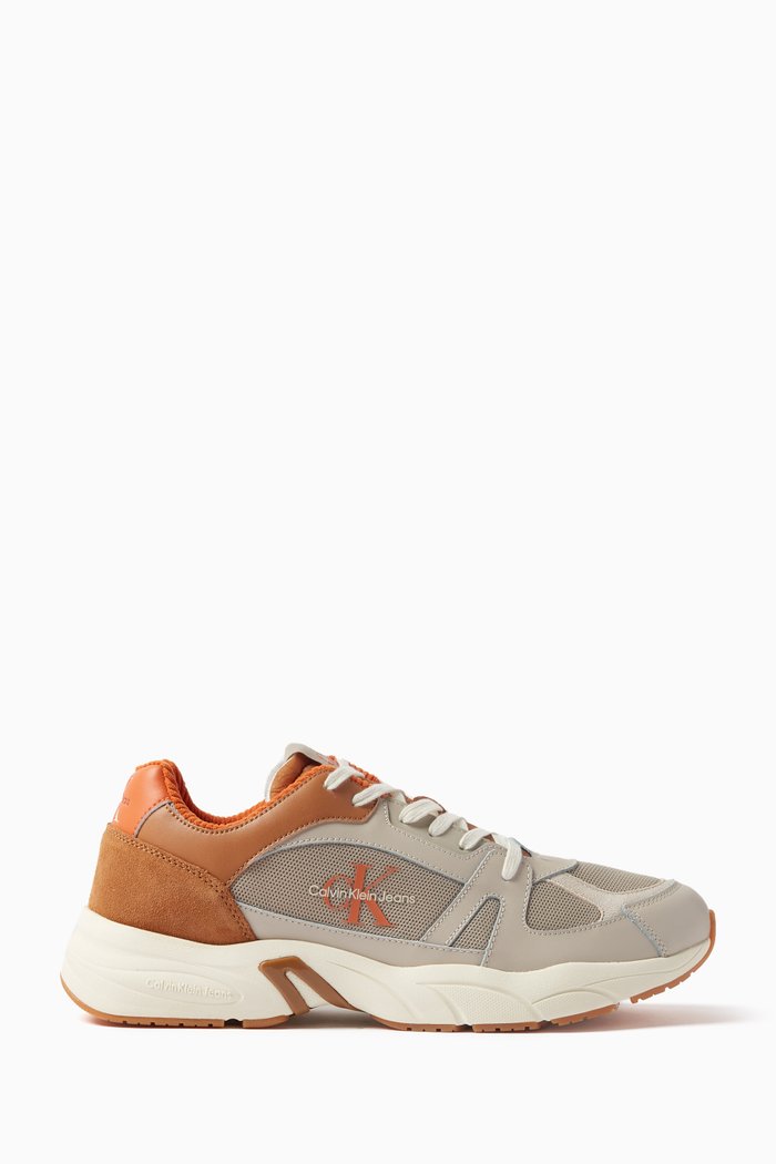 

Retro Tennis Sneakers in Mesh, Suede & Leather, Multicolour