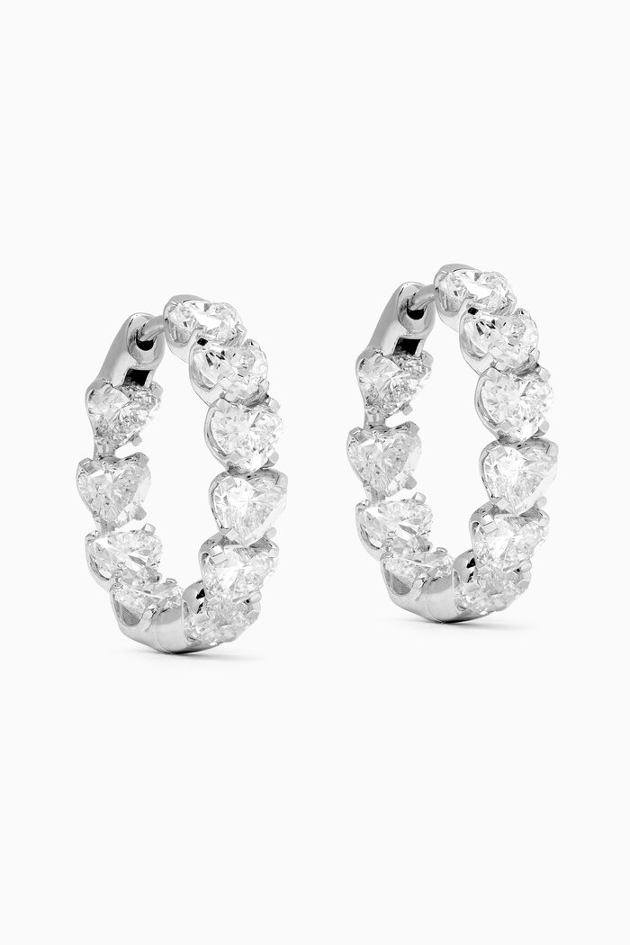 

Heart Diamond Hoop Earrings in 18kt White Gold
