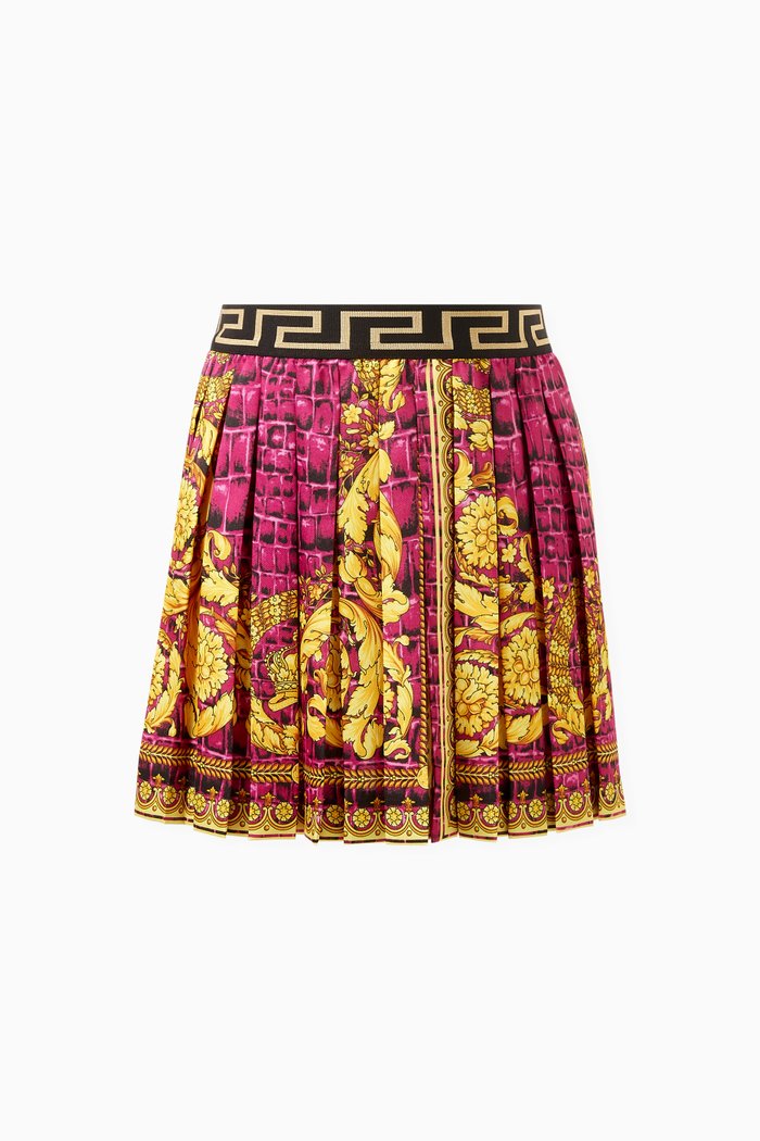 

Barocco-print Pleated Skirt in Satin, Multicolour