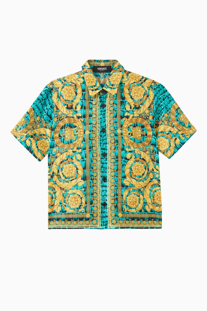 Baroccodile Shirt in Silk Twill, Multicolour