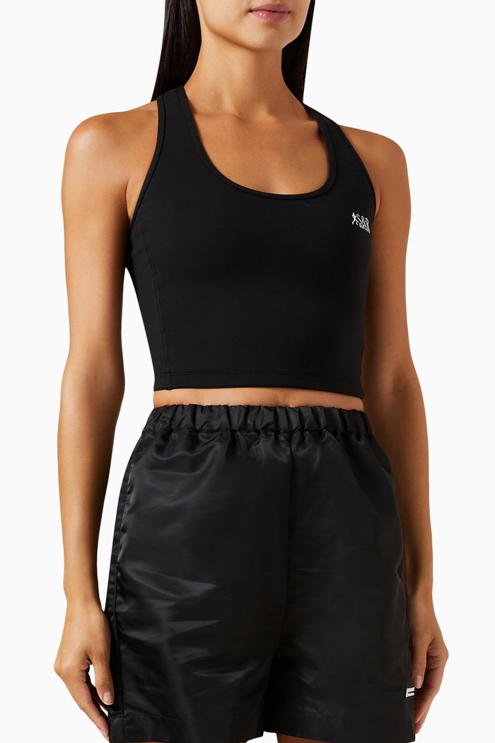

SR Runner Sports Cropped Tank Top in Stretch Nylon, Black