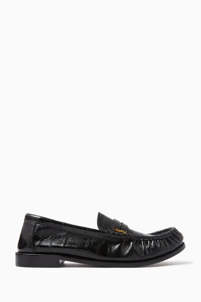 Penny Loafers in Eel Leather, Black