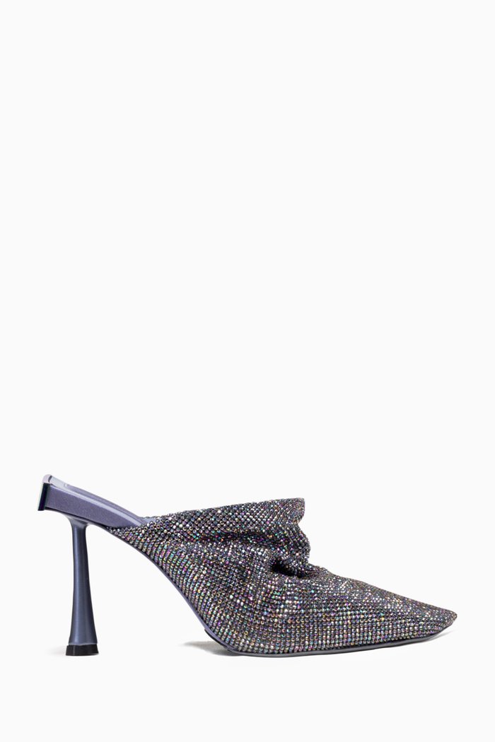 Goliarda 95 Mules in Crystal Mesh, Purple
