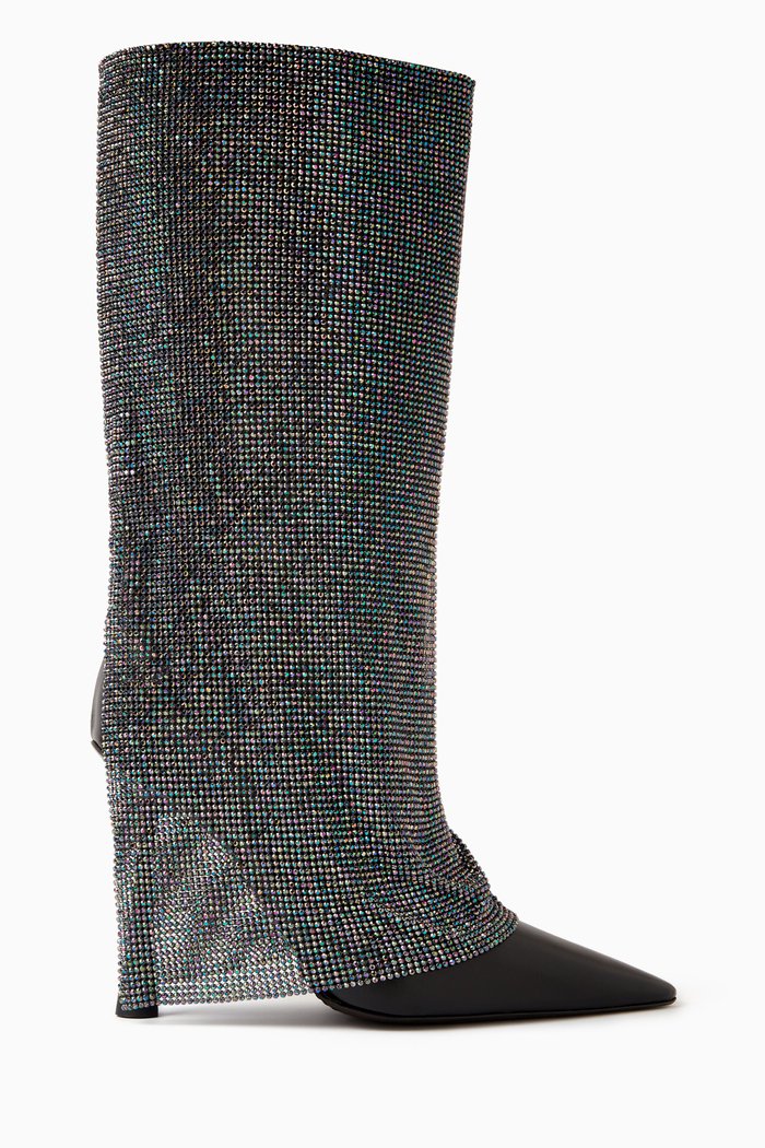 

Virginia 105 Rhinestone-embellished Boots in Calfskin, Silver