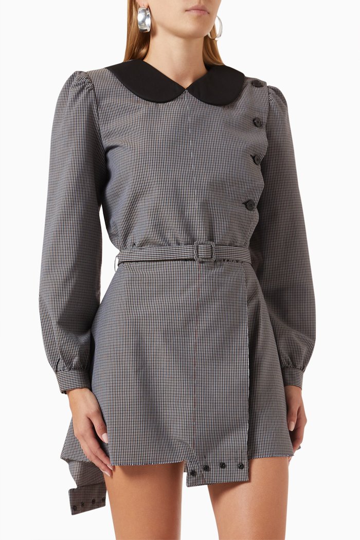 

Checkered Multiwear Dress in Cotton-blend, Grey