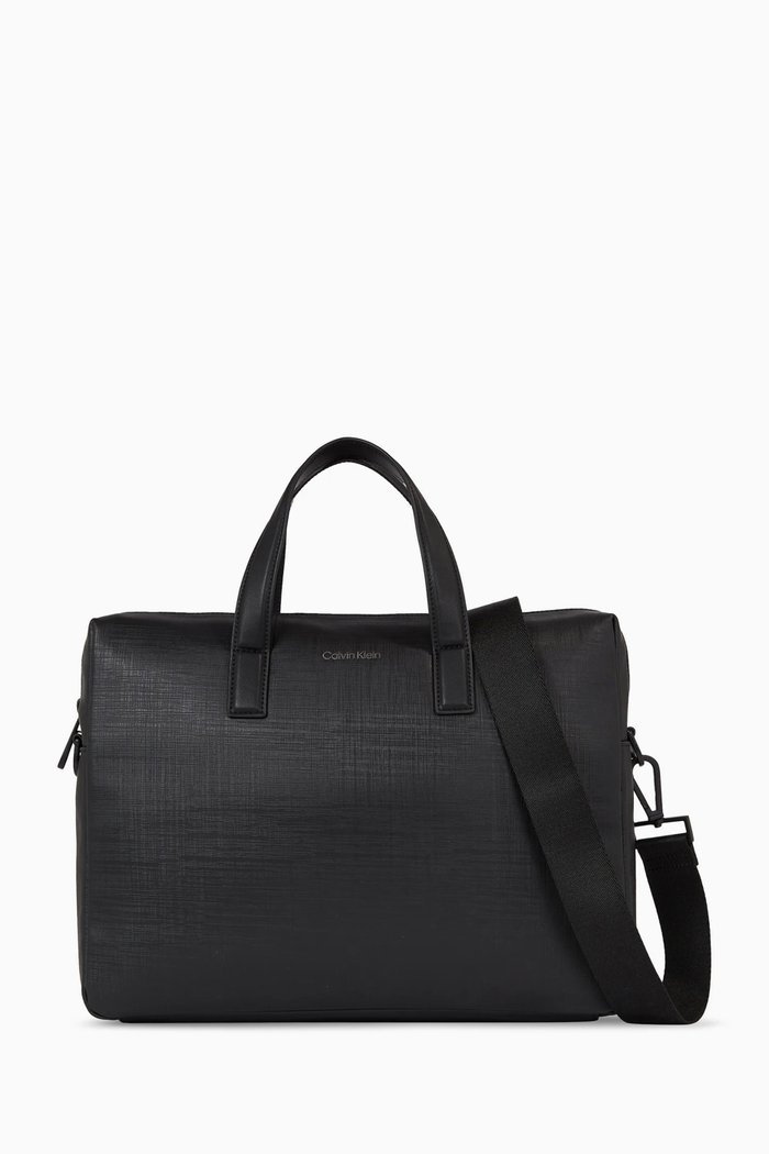 

CK Must Laptop Bag in Faux Leather, Black