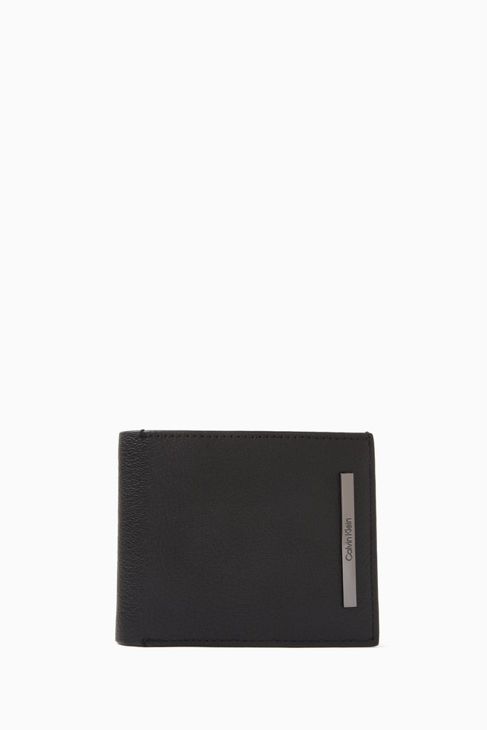 RFID Billfold Logo Wallet in Leather, Black
