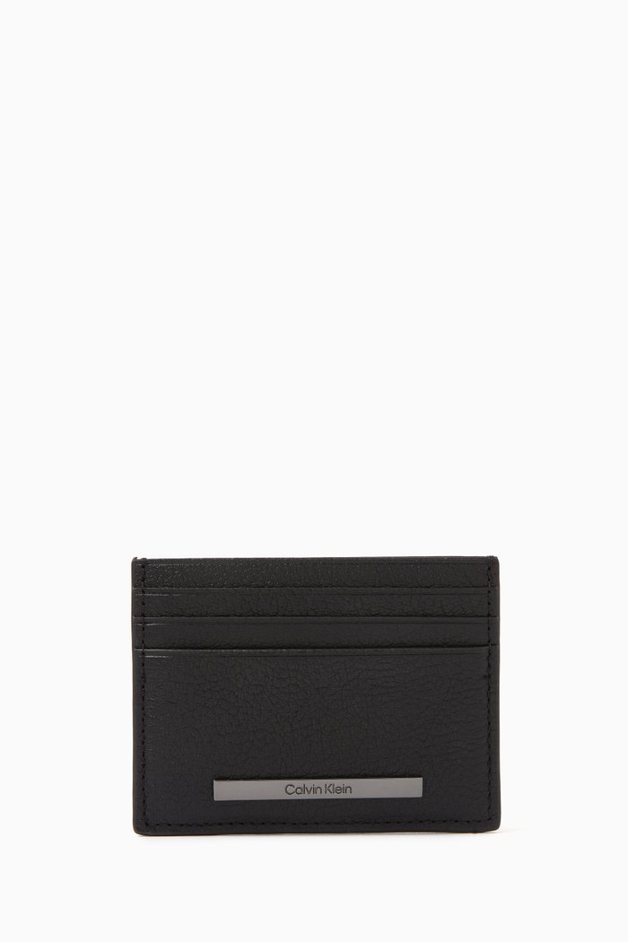 Logo Cardholder in Leather, Black