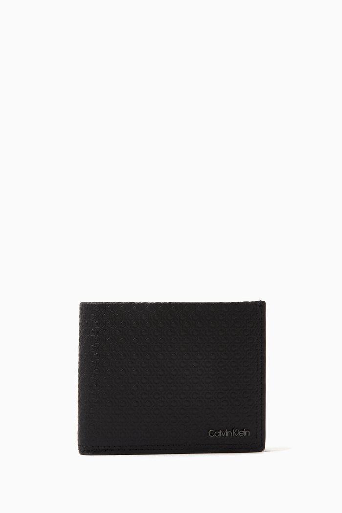 Monogram Bifold Wallet in Leather, Black