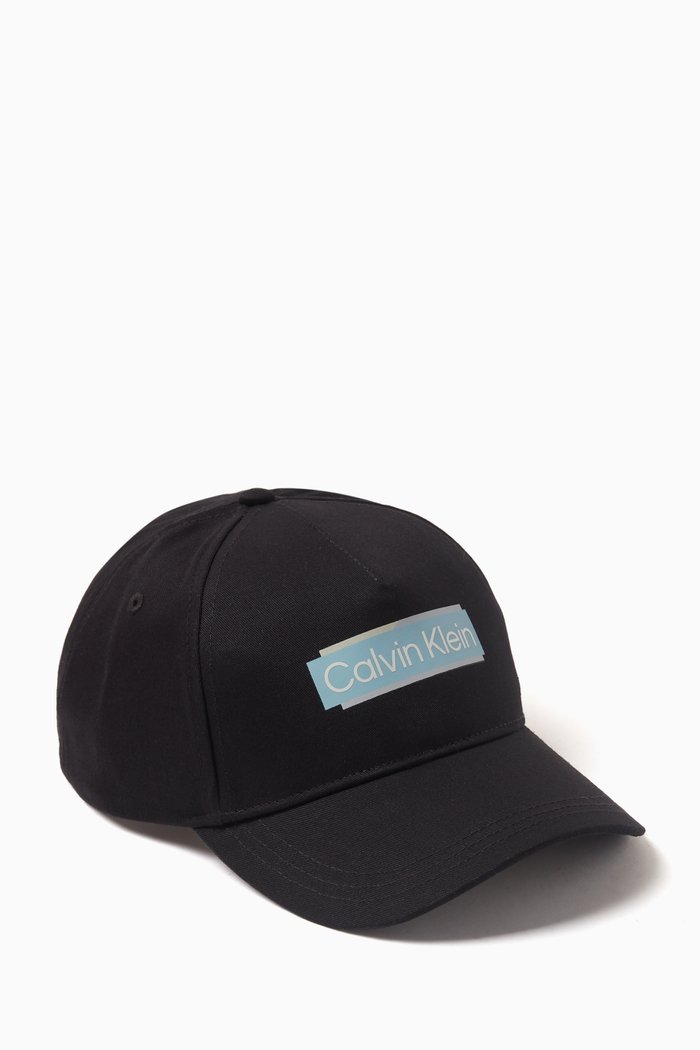 

Layered Logo Baseball Cap in Polyester, Black