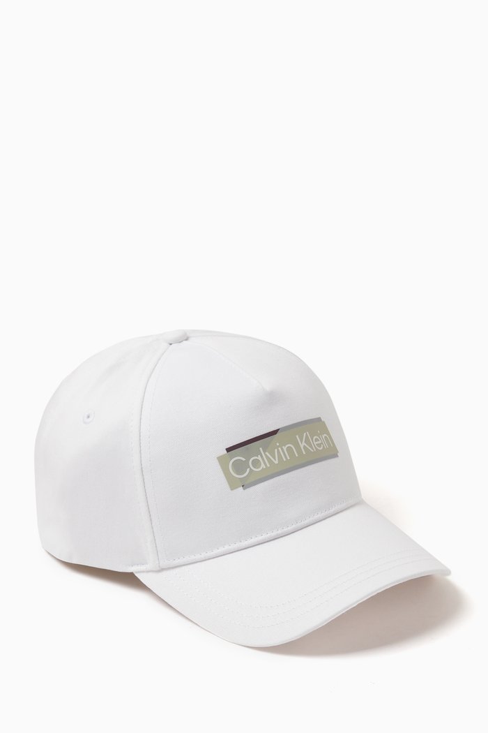 Layered Logo Baseball Cap in Polyester, White
