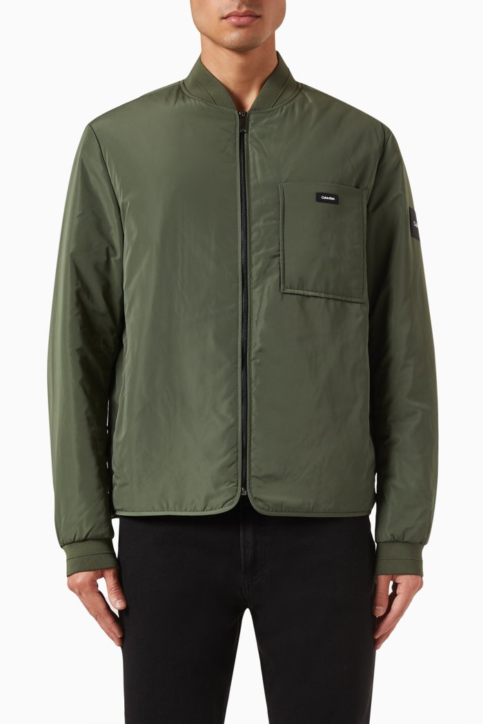

Zip-Fastening Bomber Jacket in Nylon, Green