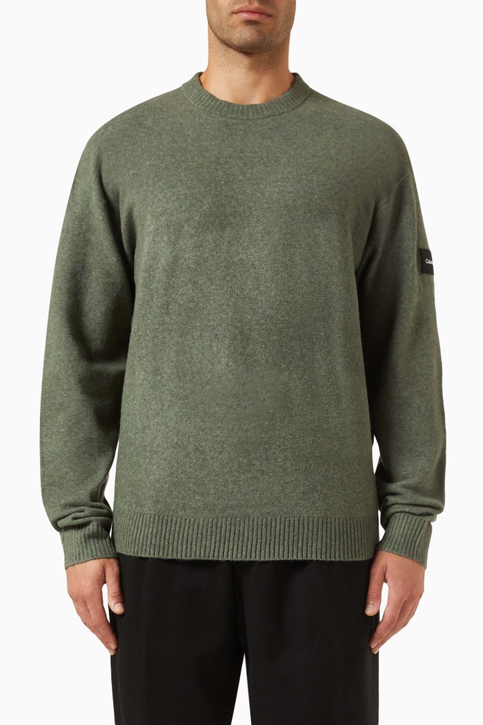 

Comfort-fit Sweater in Wool-blend, Green
