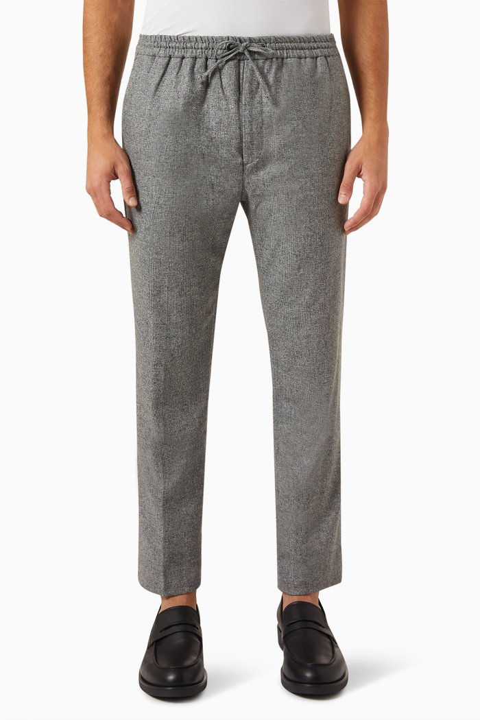 Two Tone Flannel Trousers in Virgin Wool Blend, Grey