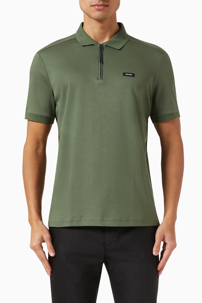 

Slim-fit Polo Shirt in Pique-knit, Green