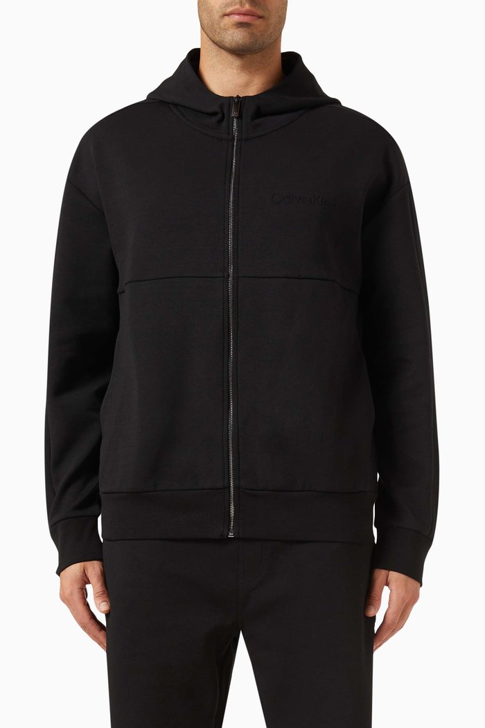 

Embossed-logo Hoodie in Cotton-blend, Black
