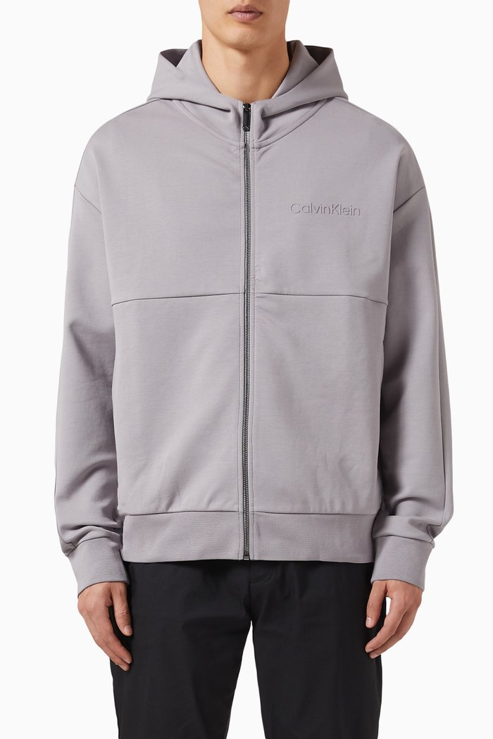 

Embossed-logo Hoodie in Cotton-blend, Grey