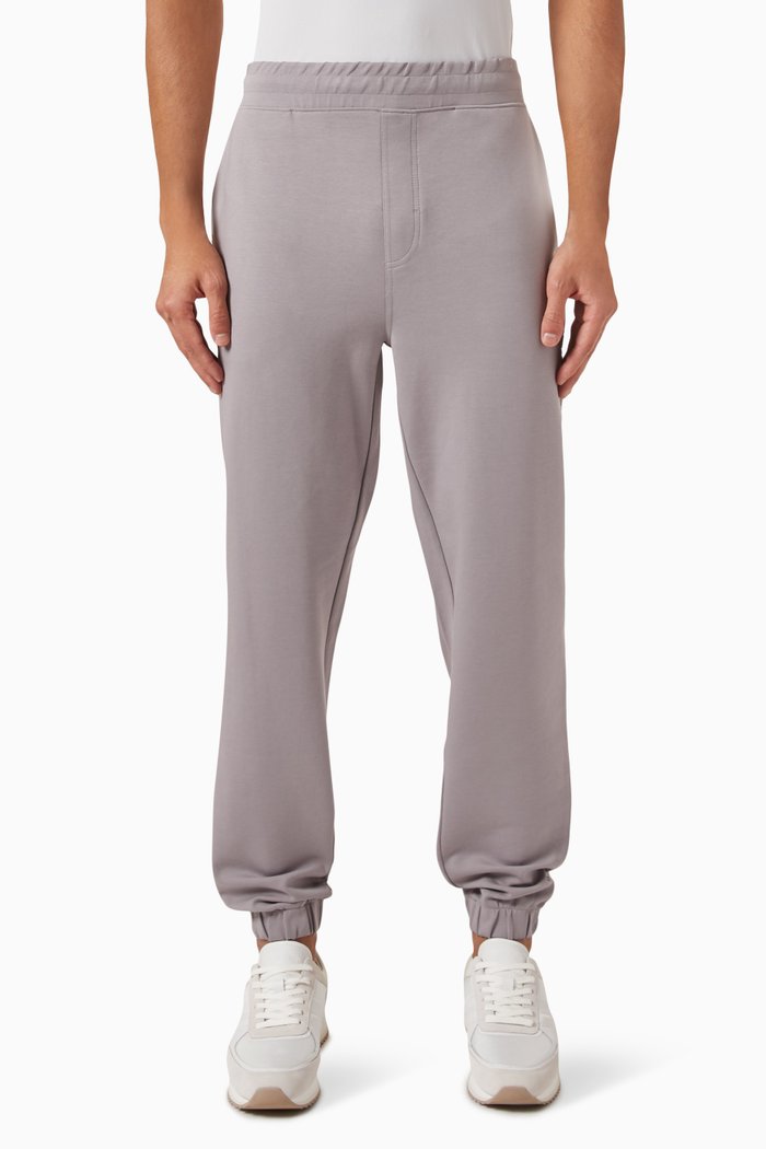 

Logo Sweatpants in Stretch Cotton Blend Terry, Grey