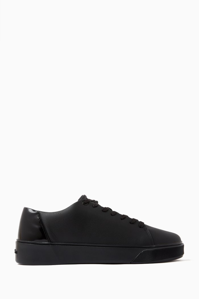 Colourblock Sneakers in Leather, Black