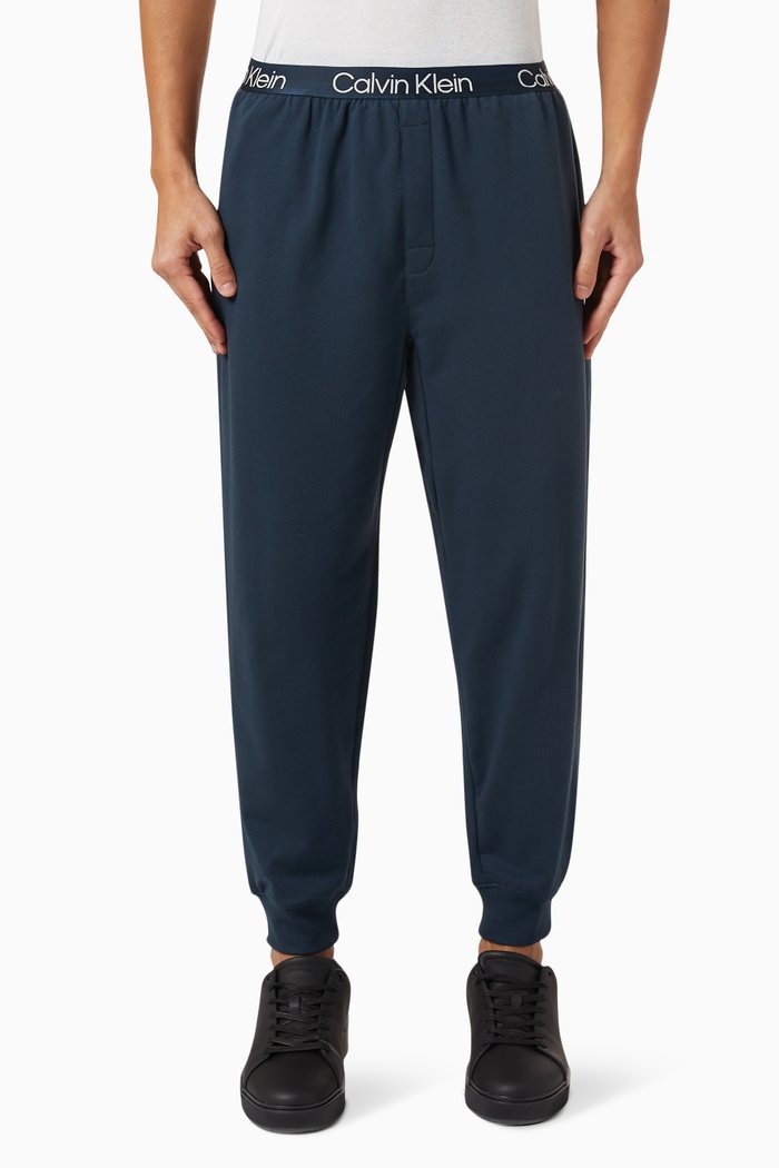 

Modern Structure Joggers in Stretch Cotton Blend Jersey, Blue